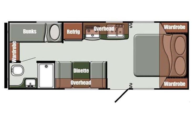 Representative floor plan provided by a trusted RVshare partner.