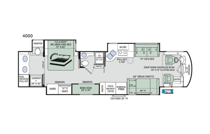 Representative floor plan provided by a trusted RVshare partner.