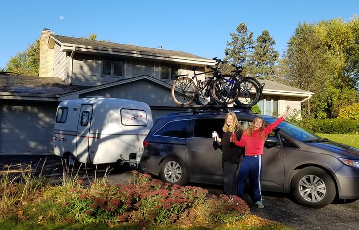 Scamp is towable by compact SUVs and minivans - only 2000 lb towing capacity required.