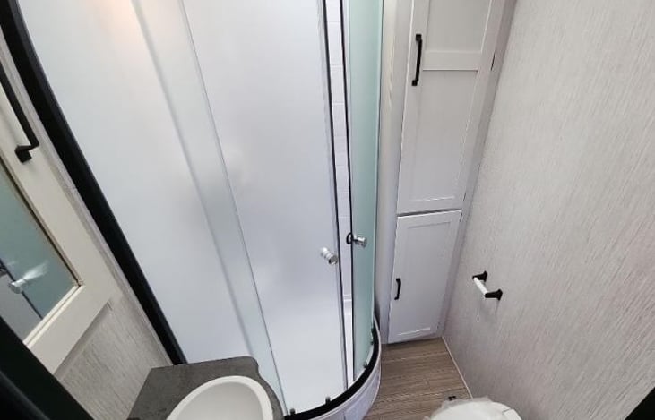 Full Shower, Sink, Toilet and Storage