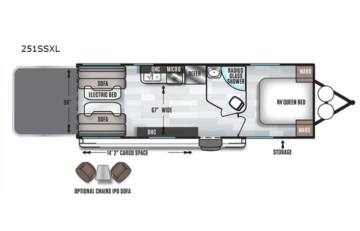 Representative floor plan provided by a trusted RVshare partner.