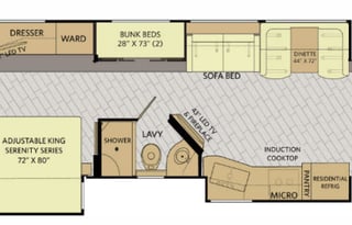 Fully Stocked Diesel w/2 Baths, King + Bunks