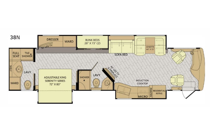 Representative floor plan provided by a trusted RVshare partner.