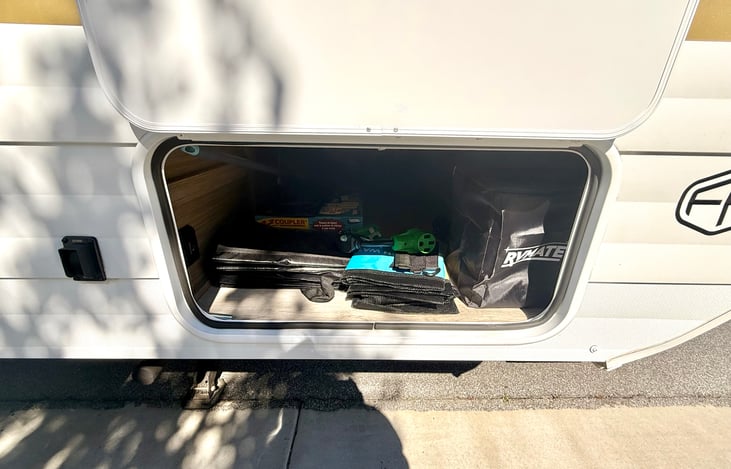 “Outdoor storage for gear and extras.”