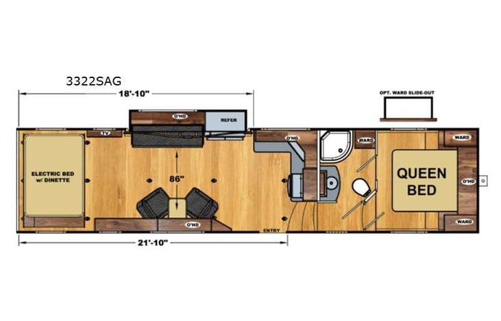Representative floor plan provided by a trusted RVshare partner.