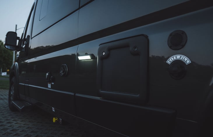 This LED lighting is positioned to assist you with whatever it is you may have your hands on at night.  Whether it be the propane switch or city water fill, you'll have ample lighting.