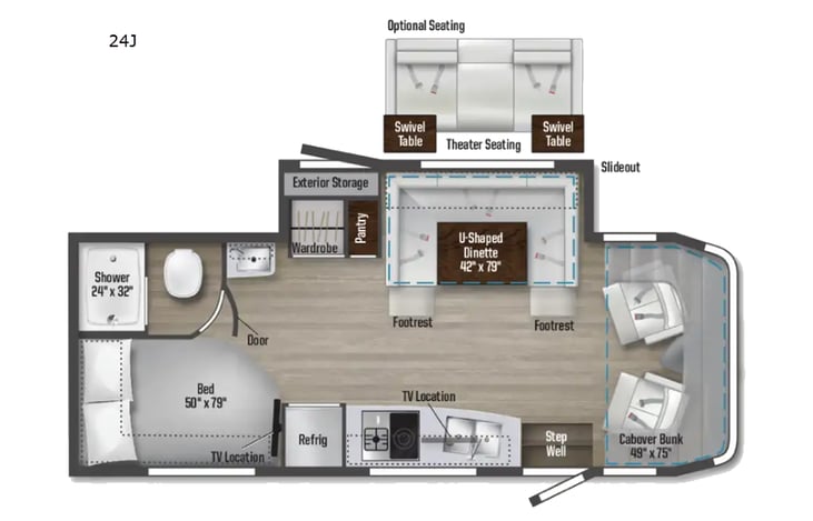 Representative floor plan provided by a trusted RVshare partner.