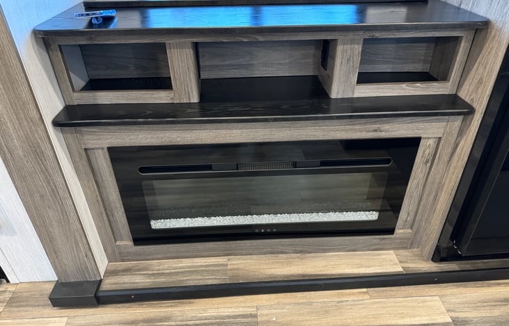 Fireplace with televator.