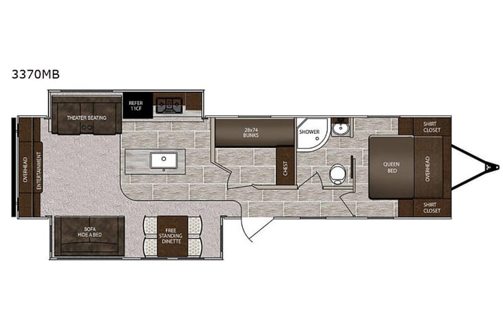 Representative floor plan provided by a trusted RVshare partner.