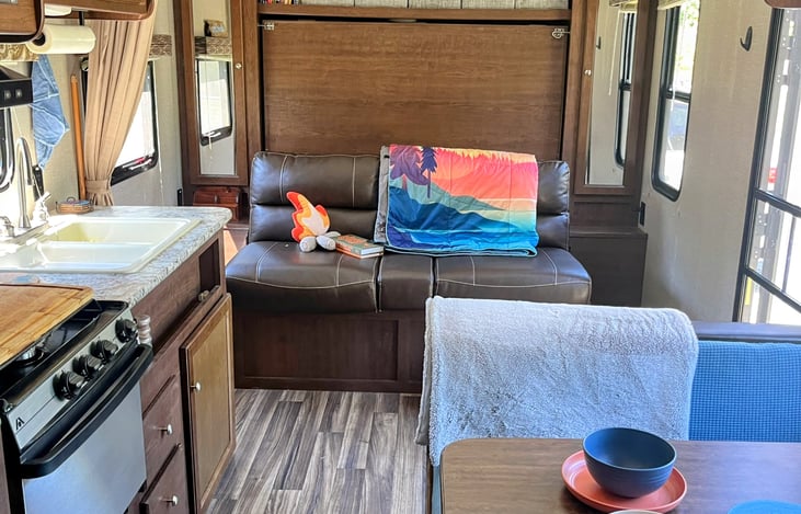 Sitting area with Murphy bed closed.