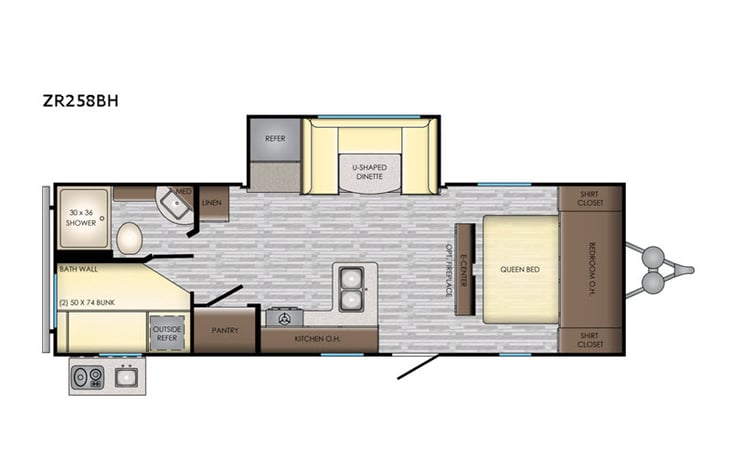 Representative floor plan provided by a trusted RVshare partner.
