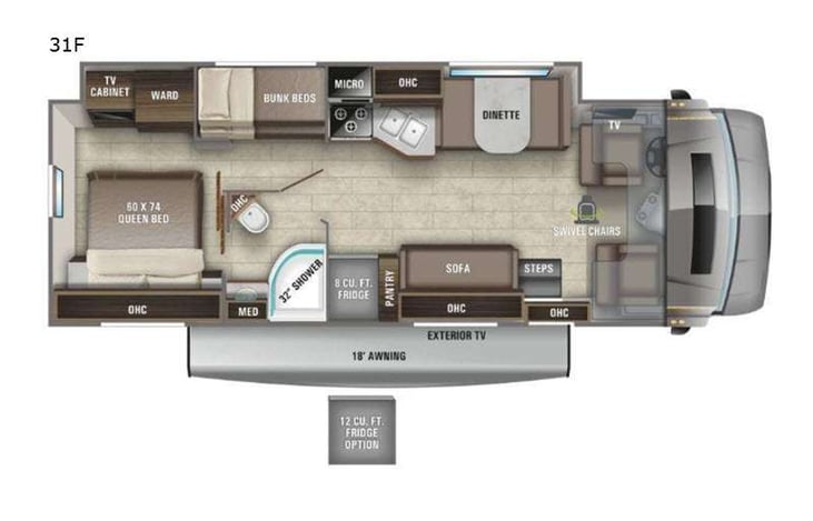 Representative floor plan provided by a trusted RVshare partner.