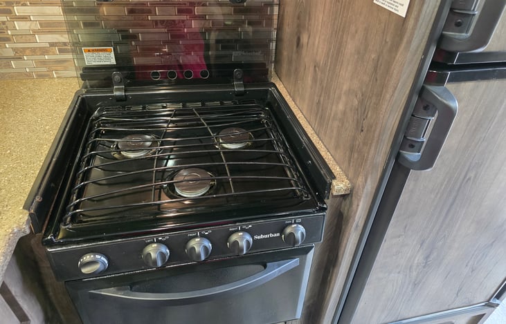 3-burner propane stove top.