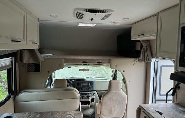 From rear of Rv showing table and cockpit