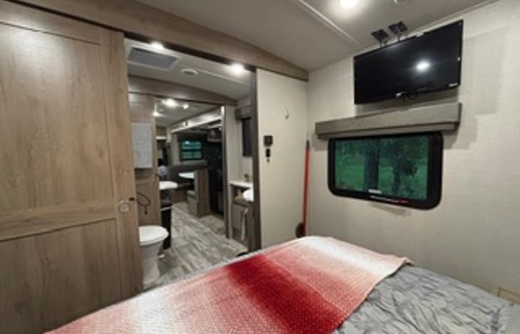 Roku TV located in sleeping quarters.