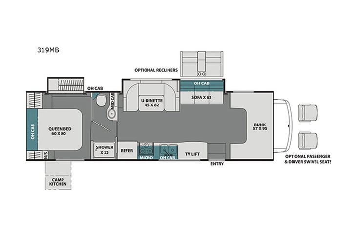 Representative floor plan provided by a trusted RVshare partner.