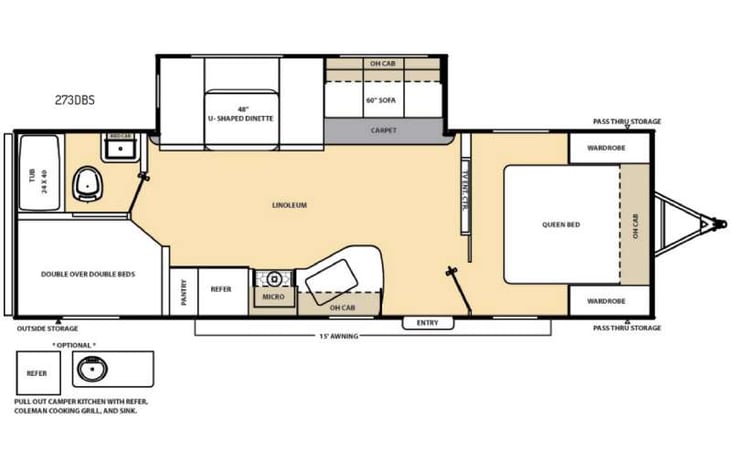 Representative floor plan provided by a trusted RVshare partner.