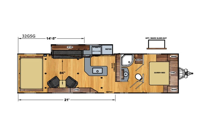 Representative floor plan provided by a trusted RVshare partner.