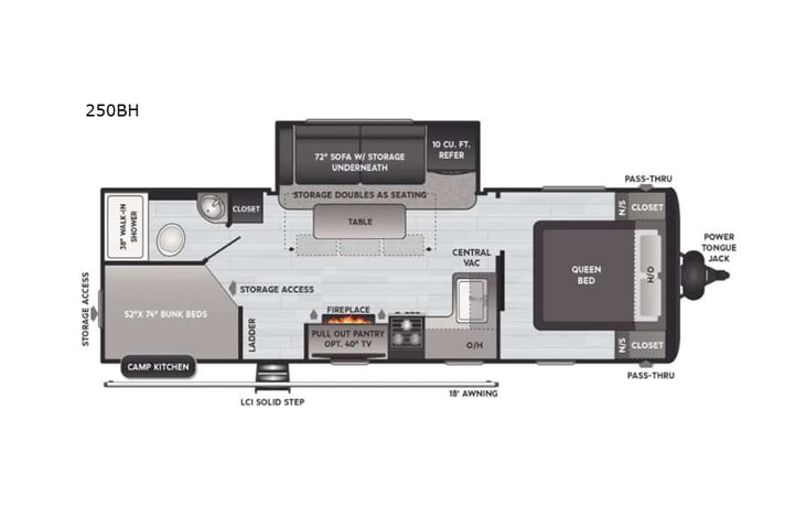 Representative floor plan provided by a trusted RVshare partner.