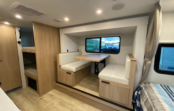 Dinette converts to an extra sleeping area