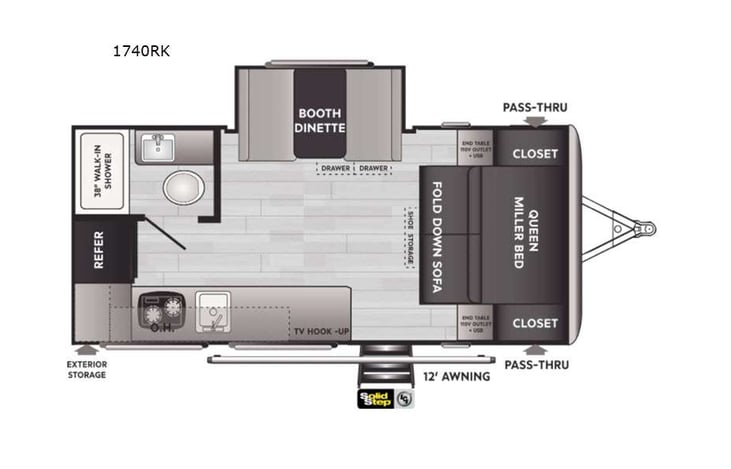 Representative floor plan provided by a trusted RVshare partner.