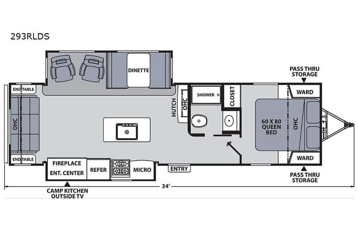 Representative floor plan provided by a trusted RVshare partner.