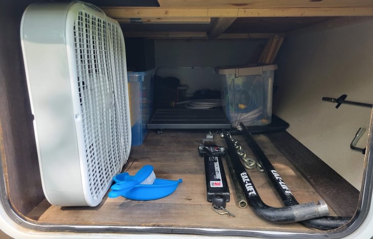 Plenty of outdoor storage to stow away any extras you may bring on your trip.