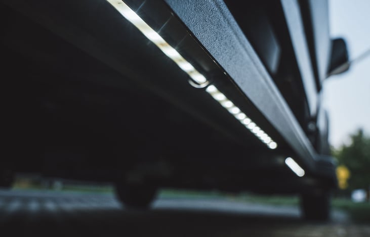 Depicted here is the LED lighting under the vehicle, otherwise known as "puddle lighting".