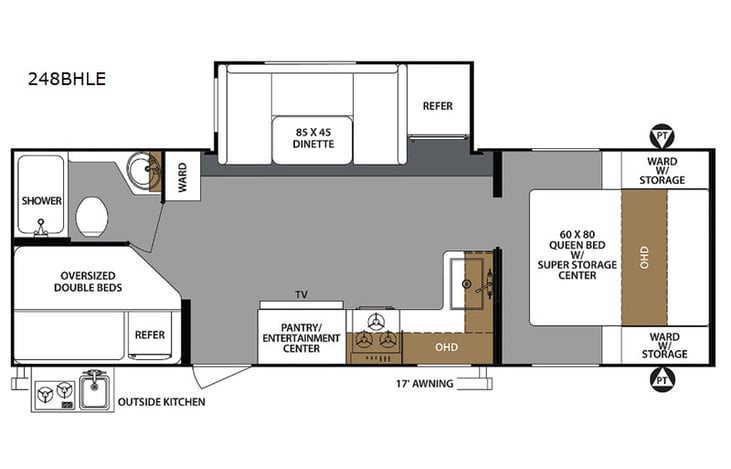 Representative floor plan provided by a trusted RVshare partner.