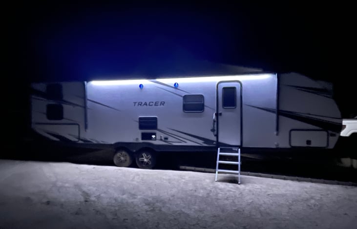 Led lighting lights up nicely at night.