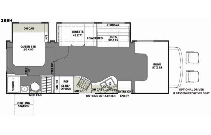 Representative floor plan provided by a trusted RVshare partner.