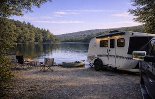 Modern RV w Panoramic Window & Outdoor Kitchen