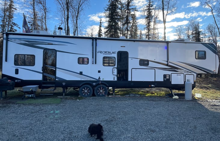 This pic is just of the RV parked in storage. Check back to see an update of the full video tour of the RV and site soon!