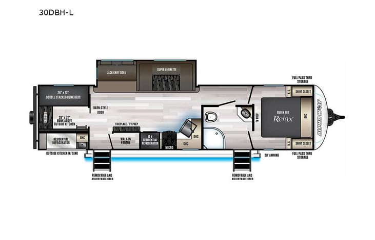 Representative floor plan provided by a trusted RVshare partner.