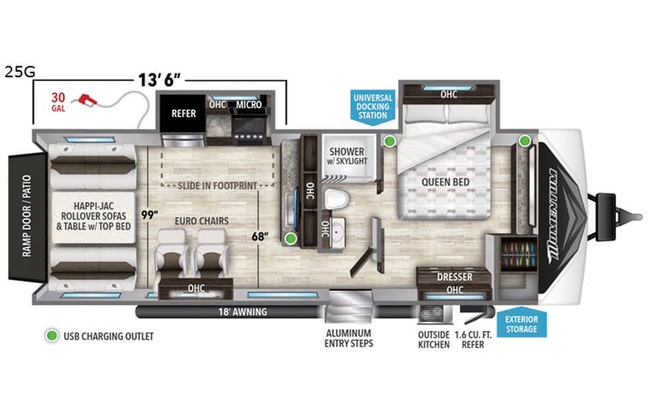 Representative floor plan provided by a trusted RVshare partner.