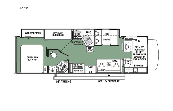Representative floor plan provided by a trusted RVshare partner.