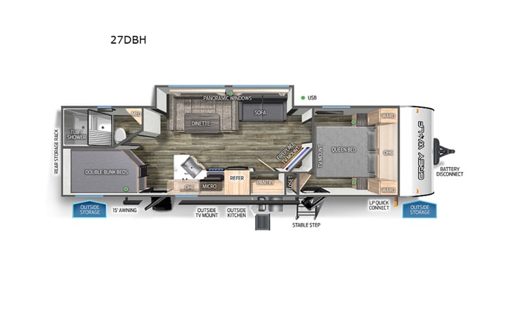 Representative floor plan provided by a trusted RVshare partner.