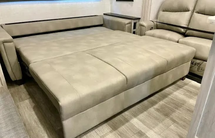 Roomy couch pullout.