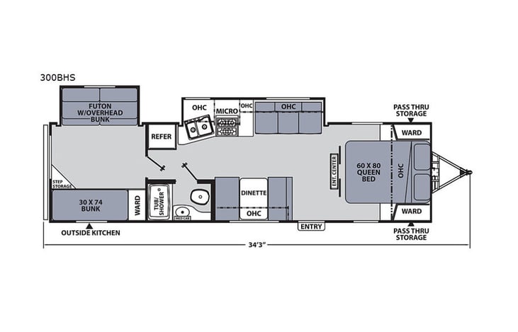 Representative floor plan provided by a trusted RVshare partner.