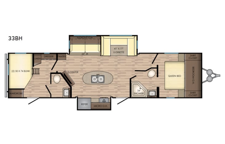 Representative floor plan provided by a trusted RVshare partner.