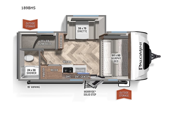 Representative floor plan provided by a trusted RVshare partner.