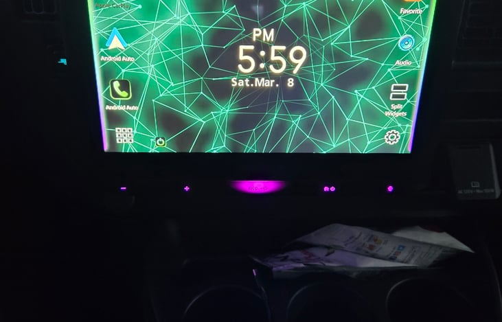 Oversized JVC  Bluetooth  touch screen system with rearview camera.