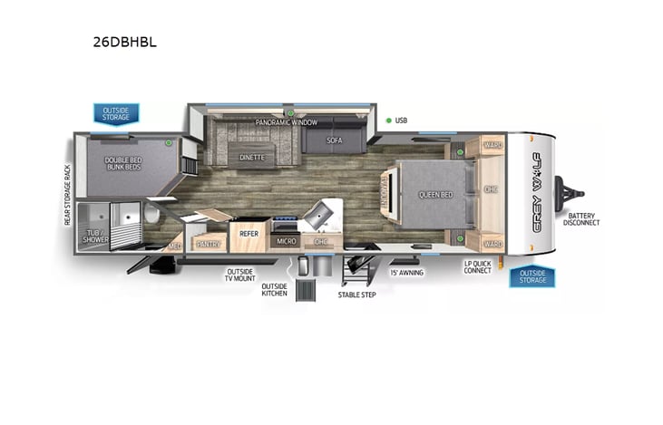Representative floor plan provided by a trusted RVshare partner.