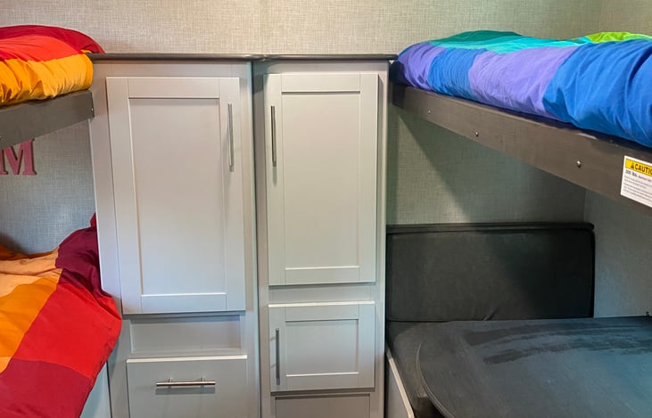 BunkBeds and kids seating area (turns into 4th Bunk!)