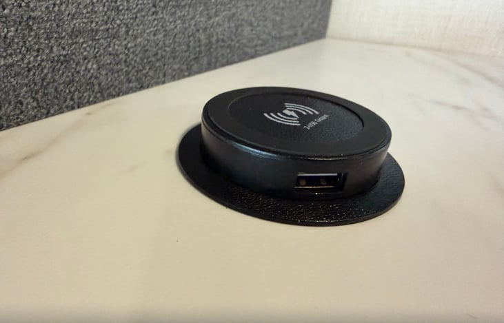 USB's, USB-C's, and wireless phone charging. They run off of the RV batteries. No need to be plugged into Shorepower.