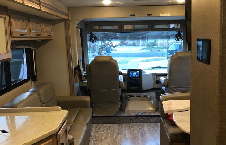 View from kitchen to from of RV