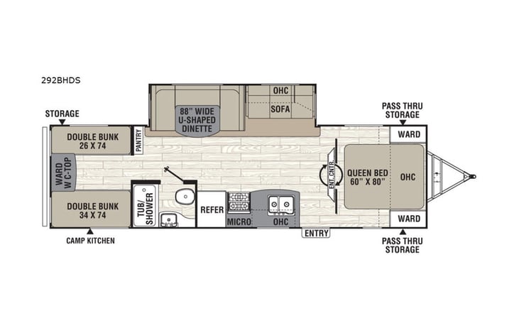 Representative floor plan provided by a trusted RVshare partner.