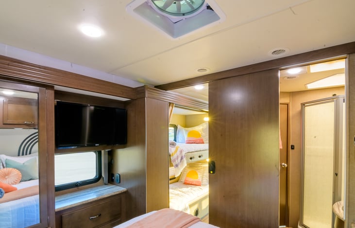 Privacy door between bunk bed room and master bedroom.