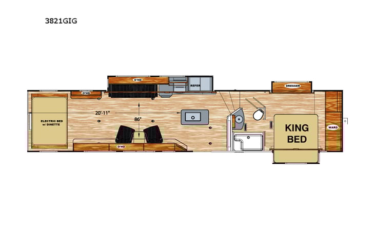 Representative floor plan provided by a trusted RVshare partner.
