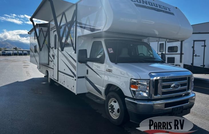 Front side with awning